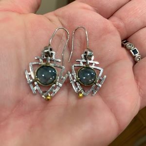New! Peacock Blue-Fire Labradorite Earrings